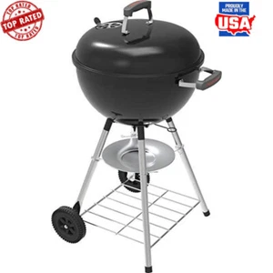 Portable 18 In Heavy Duty Charcoal Kettle Grill Outdoor Camping Patio BBQ Black - Picture 1 of 6