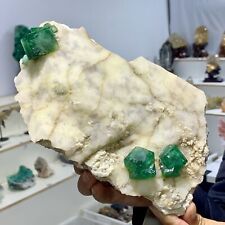 3.57LB Rare transparent GREEN cubic fluorite mineral crystal sample/China