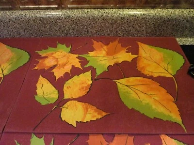 Essential Home "WATERCOLOR LEAVES" Maroon Placemats (Set of 4) - Image 1 of 4
