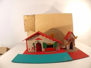 Haus Und Mühle aus Holz Hartfaser 30 X 12 CM Antik IN Schachtel - Picture 1 of 6