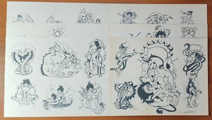 Juego de 6 hojas flash tatuaje vintage raro años 60 Tom Pellettiere Milton Zeis NYC - Imagen 1 de 21