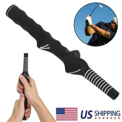 Golf Club Swing Training Grip Right Handed Teaching Practice Aid Warm Up Black - Image 1 of 4