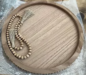 Hanobe Wooden Bead Decoration Candle Tray Light Brown Rustic Dia 45cm - Picture 1 of 8