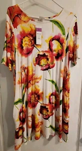 Agnes & Dora Floral 3/4 Sleeve Swing Tunic Dress Size XL Spring Summer Wardrobe - Picture 1 of 5