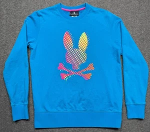 Psycho Bunny Sweater Mens Small Blue Hindes Crew Sweatshirt Cotton Pullover - Picture 1 of 13