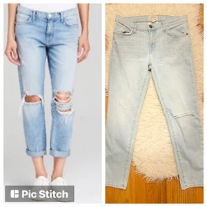 Pantalones de mezclilla azules cortos Current Elliot Distressed tiro medio The Fling Boyfriend talla 27 - Imagen 1 de 10