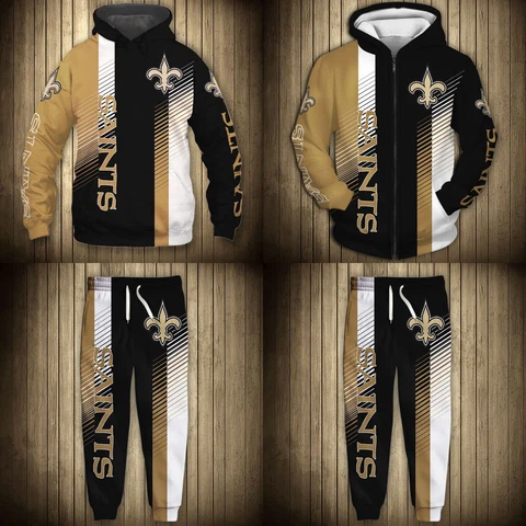 New Orleans Saints 2 Piece Jogging Sweatshirt Athletic Pants Hoodie Tracksuit Cover