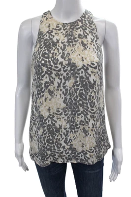 Regata Joie Feminina Seda Estampa Animal Sem Mangas Cinza Bege Tamanho Extra Pequeno - Imagem 1 de 4