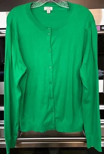Cárdigan J Crew Suéter Botón 100% Algodón Verde XXL Amplio Nuevo sin Etiquetas - Imagen 1 de 3
