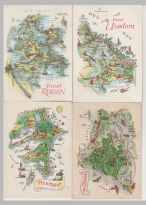 Ostsee , Rügen , Usedom , Dars , Mönchgut    ...  7 Landkarten Ansichtskarten - Picture 1 of 4