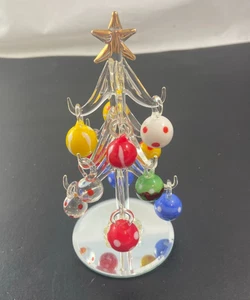 Vintage klarer Kristall Weihnachtsbaum mit 16 abnehmbaren Birnen Ornamenten Spiegelfuß - Bild 1 von 13