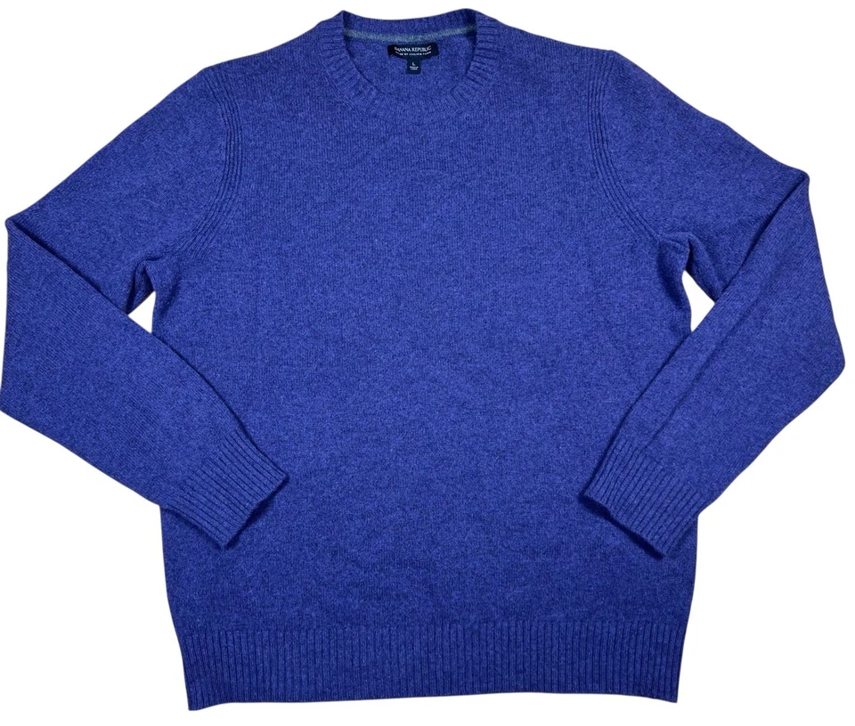 Suéter Banana Republic Italiano Mezcla Lana Hilo Para Hombre Grande Púrpura Cuello Redondo Foto 1 de 4