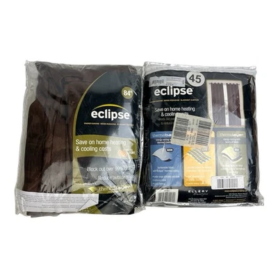 Lot Of 2 Eclipse Window Curtain Panels Espresso Brown 52x84 Blackout Thermalayer - Image 1 of 4