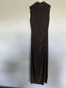 Maxi Vestido Lauren Ralph Lauren Formal Cuello Simulado Dorado Metálico Talla 6 Glamour Vestido - Imagen 1 de 10