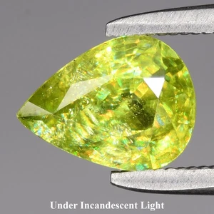 π 1.24ct 8x6mm Pear Natural Yellowish Green Sphene - Super Sparkles Madagascar - Picture 1 of 5