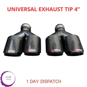 2X Stahl Doppel Y-Teil Akrapovic Auspuff Tips 4 " Outlet Glanz Schwarz - Picture 1 of 10