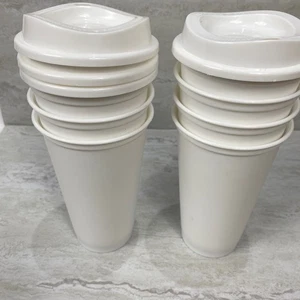 7 Grün Kantine Wiederverwendbare Kunststoff Becher 16 Unzen Reise Kaffeetassen - Bild 1 von 5