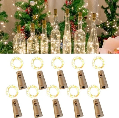 Paquete de 10 luces para botellas de vino con corcho, 20 LED, 6,6 pies, mini luces de cadena de hadas  Foto 1 de 4