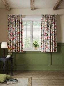 John Lewis Fruit Tree Pencil Pleat Pair Blackout Curtains W228 x D137cm A - Picture 1 of 4