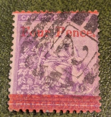  1868 Cape of Good Hope Four Pence Surch. 6d Stamp Bars On Bottom 12 1/2mm Space - Image 1 of 3