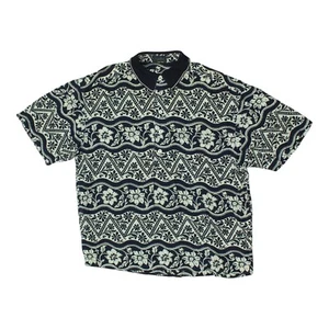 Byblos Funky Polo Shirt | Vintage Casual Patterned Collared Navy White Designer - Picture 1 of 3