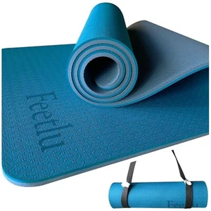 Yoga Mat with Strap – 10mm & 12mm Thick Yoga Mat, Non-Skid Dual Surface Worko... - Picture 1 of 8
