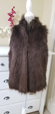 Chaleco chaqueta Kenar para mujer marrón chocolate imitación piel gancho cierre ojo talla L Foto 1 de 4
