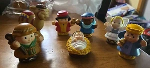 FIGURINE PRESEPE PICCOLO POPOLO Gesù Bambino Giuseppe Saggi Fisher Price 2001 2008 - Foto 1 di 8