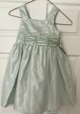 Laura Ashley Girl SZ 6 Green Satin Formal Fancy Dress CS - Image 1 of 3