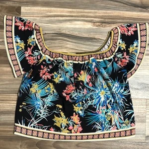 Flying Tomato Off the Shoulder Women’s Top Blouse Size Small Floral Tropical - Picture 1 of 8