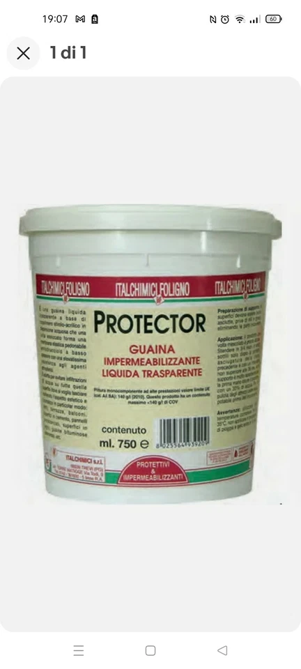 Guaina Liquida Trasparente Impermeabile Calpestabile 750ml Incolore Terrazzo - Immagine 1 di 1