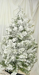 BETHLEHEM LIGHTS by VALERIE PreLit White Flocked Christmas Tree 3Ft REMOTE - Picture 1 of 7
