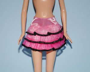SO CUTE! Pink Layered Skirt w/ Black Trim Genuine BARBIE Fashion Clothes - Picture 1 of 2