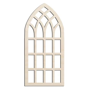 Cathedral Arched Window Laser Cut Out Unfinished Wood Shape Craft Supply - Picture 1 of 6