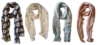 FAT-CATZ-COPY-CATZ GÄNSEBLÜMCHEN SONNE BLUMENDRUCK DAMEN SCHAL WEICHES GEFÜHL 160cmx80cm UKSELLER