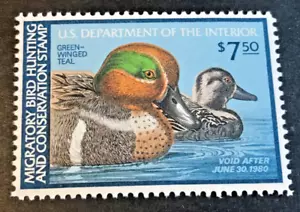 US SCOTT #RW46 MNH OG UnS 1979 Federal Duck Hunting Stamp Centered Grn Wing Teal - Picture 1 of 4