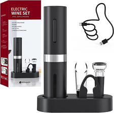 Cavatappi Elettrico per Vino Set Regalo Apribottiglie Elettrico 5-In-1 Con Base 