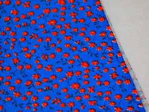 1 YARD x 36" wide Vintage COTTON FABRIC Quilt Royal BLUE RED Small CALICO Print - Picture 1 of 4