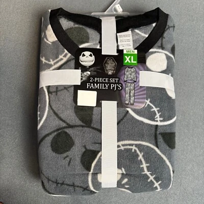 Disney The Nightmare Before Christmas Mens 2 Piece Pajama Set Fleece Gray - Image 1 of 2