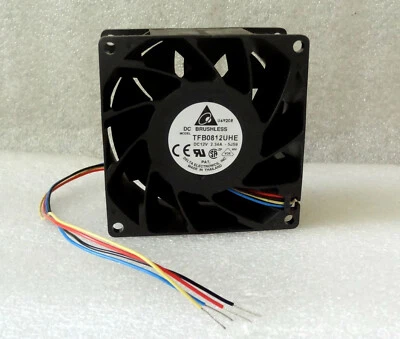 Delta TFB0812UHE 80mm x 38mm Ultra High Airflow PWM Fan 106 CFM Made in Thailand - Image 1 of 4