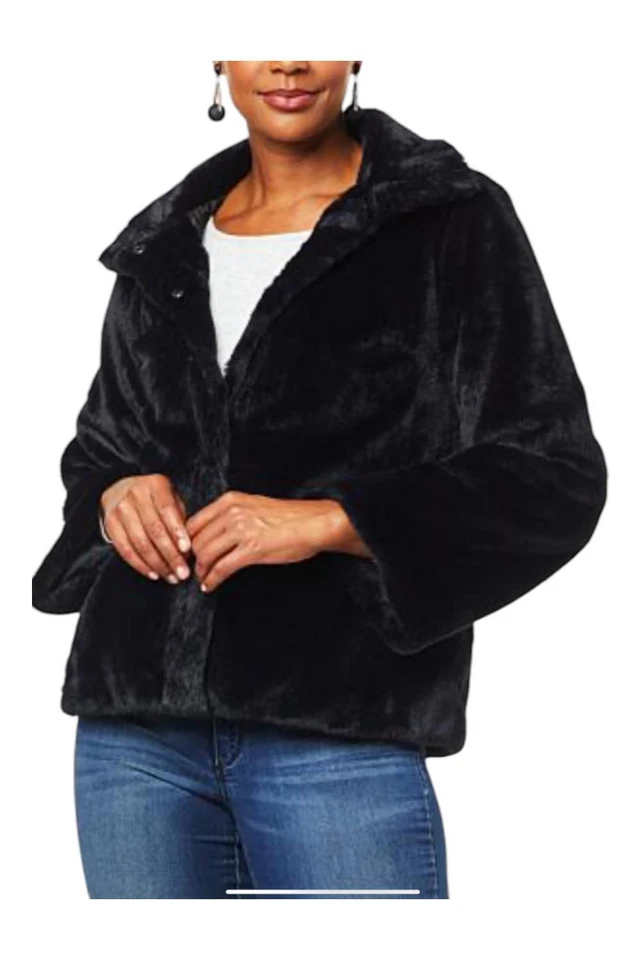 Chaqueta de piel sintética para mujer Colleen Lopez Bell-Slv con bolsillos negra Foto 1 de 1