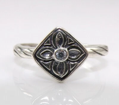 Silpada R2465 Sterling Silver Stackable Belle Fleur Flower CZ Ring Size 6 LNB2 - Image 1 of 4