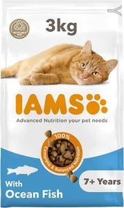 IAMS Complete Dry Cat Food for Senior 7+ Cats with Ocean Fish 3 kg - Picture 1 of 10