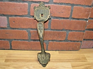 Salvage Brass Door Pull Handle Antique Old Vintage Original Old 12" Ornate. - Picture 1 of 10