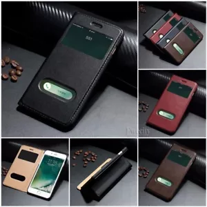 Lujo Cuero Genuino Abatible Identificador Llamador Vista Estuche Cubierta Para Apple iPhone X 7 8/8+ - Imagen 1 de 26