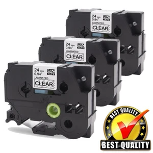 3x schwarz auf klar Etikettenband kompatibel für Brother TZe-151 P-Touch PT-D600 24 mm - Bild 1 von 10