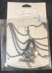 Yankee Candle Halloween Totenkopf Halskette großes Glas Schmuck gekreuzte Knochen Skelett - Bild 1 von 2