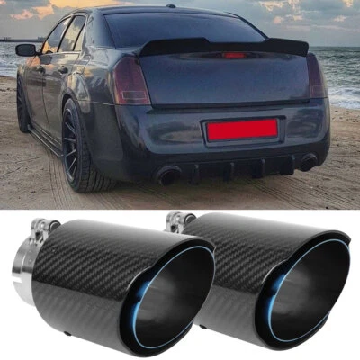 PARA Chrysler 300 SRT 300C 2.5" Entrada Doble Carbono Punta de Escape Acero Inoxidable Foto 1 de 4