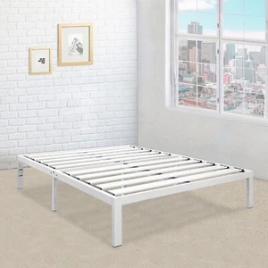 Quality King Size Heavy Duty Metal Platform Bed Frame in White FREE SHIPPING - Picture 1 of 3