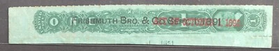 Series of 1891 Tax Paid Rev Tobacco TG107A 1oz Provisional Act 1890 Strip VF^ - Image 1 of 3